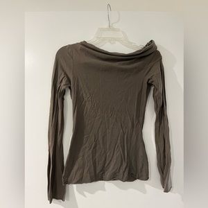 James Perse Taupe Long Sleeve Shoulder Detail Top